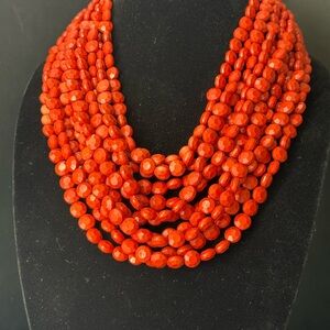 Stella & Dot Vibrant Orange Beaded Necklace